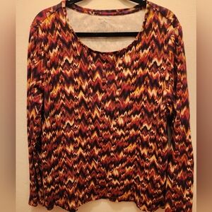 Studio Works Zigzag Print Long Sleeve Top Size XL
